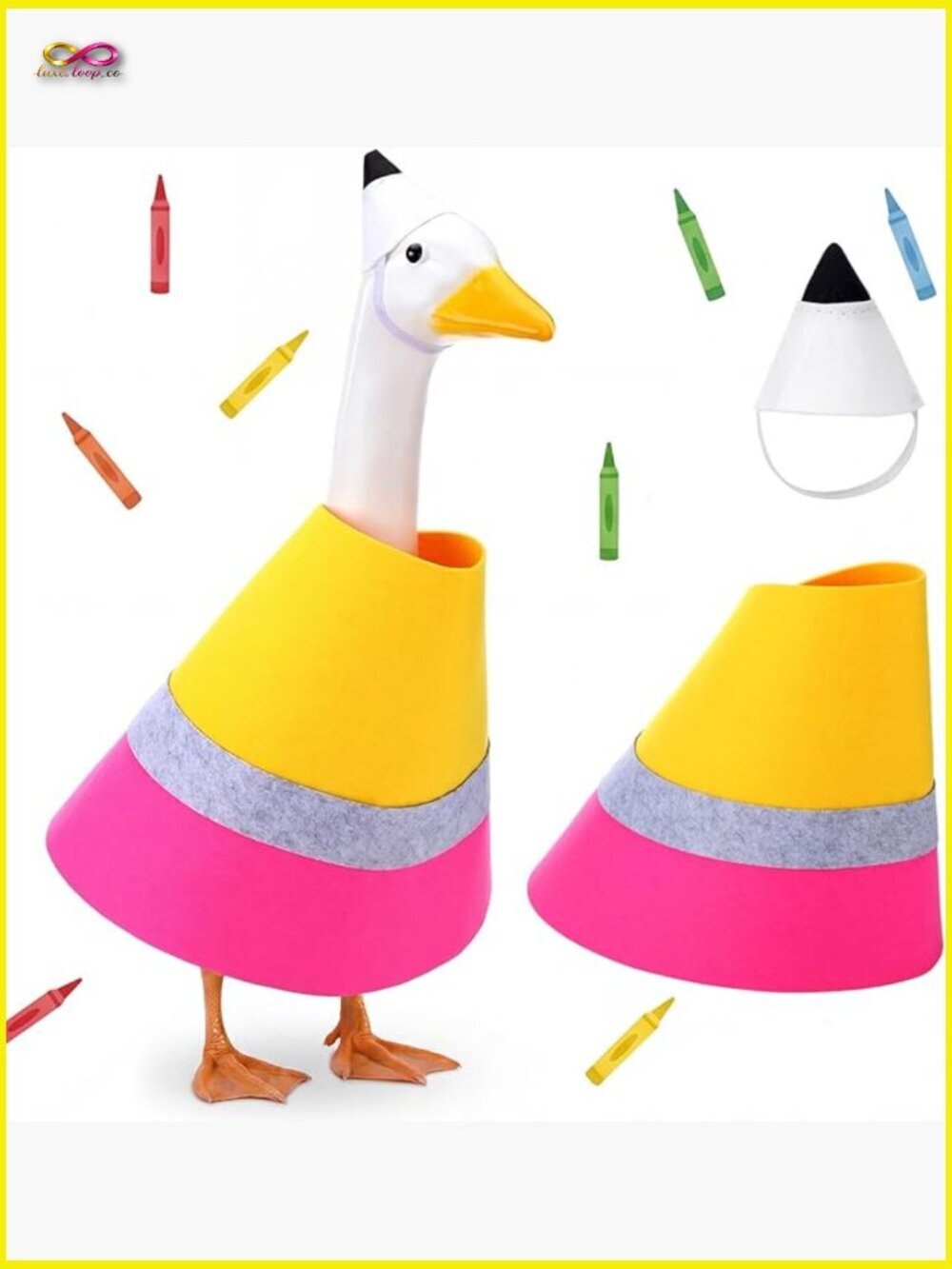 Back to School Porch Goose Outfit Pencil Design with Hat for 23" Statue
